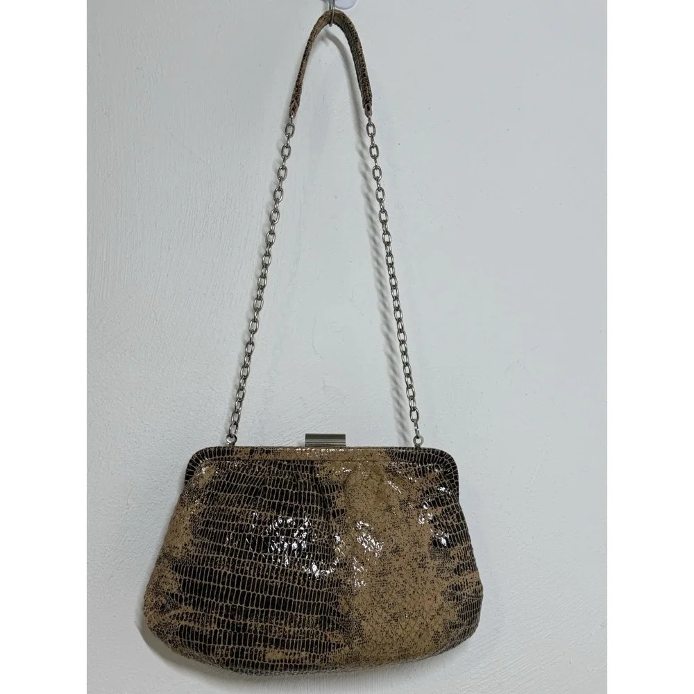 Hobo International Dove Crackle Exotic Animal Print Python Clutch Bag Small 9